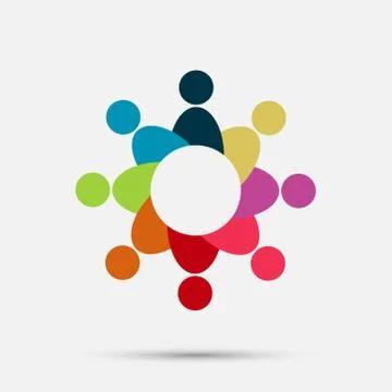 Vector graphic group connection logo.Eight people in the circle.logo team wor Stock Illustration