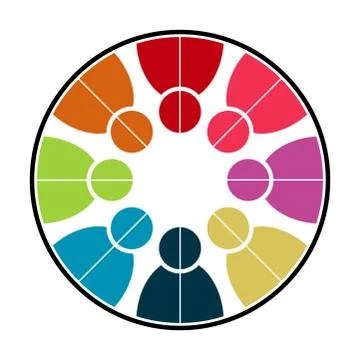 Vector graphic group connection logo.Eight people in the circle.logo team wor Stock Illustration