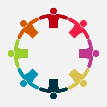Vector graphic group connection logo.Eight people in the circle.logo team wor Stock Illustration