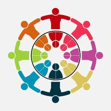Vector graphic group connection logo.Eight people in the circle.logo team wor Stock Illustration