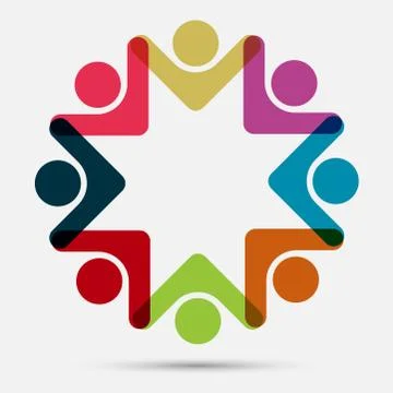 Vector graphic group connection logo.Eight people in the circle.logo team wor Stock Illustration