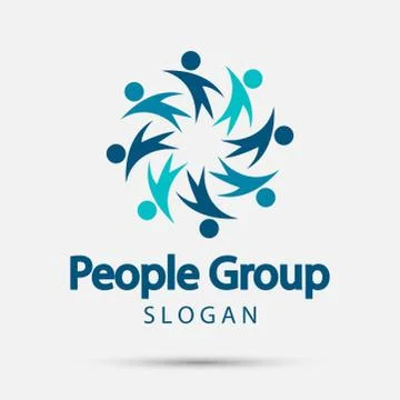 Vector graphic group connection logo.Eight people in the circle.logo team wor Stock Illustration