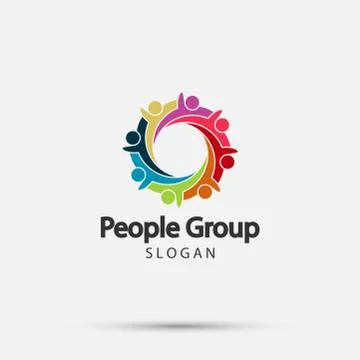 Vector graphic group connection logo.Eight people in the circle.logo team wor Stock Illustration