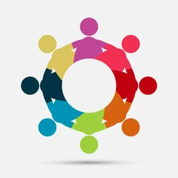 Vector graphic group connection logo.Eight people in the circle.logo team wor Stock Illustration