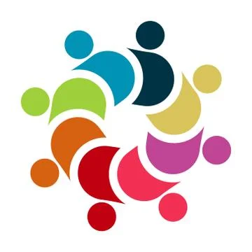 Vector graphic group connection logo.Eight people in the circle.logo team wor Stock Illustration