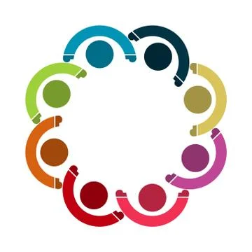 Vector graphic group connection logo.Eight people in the circle.logo team wor Stock Illustration