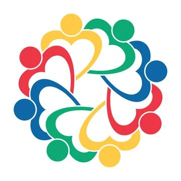 Vector graphic group connection logo.Eight people in the circle.logo team wor Stock Illustration