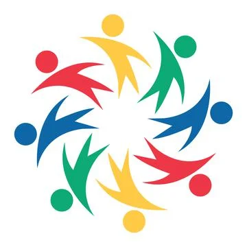 Vector graphic group connection logo.Eight people in the circle.logo team wor Stock Illustration