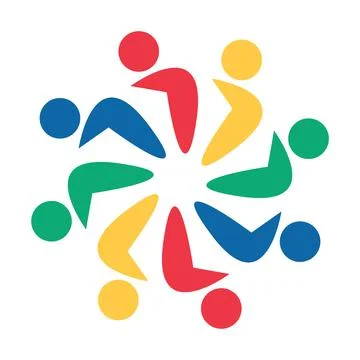 Vector graphic group connection logo.Eight people in the circle.logo team wor Stock Illustration