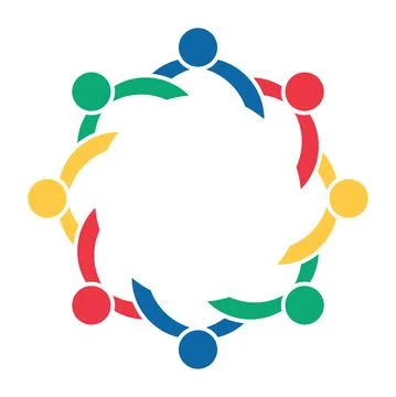 Vector graphic group connection logo.Eight people in the circle.logo team wor Stock Illustration