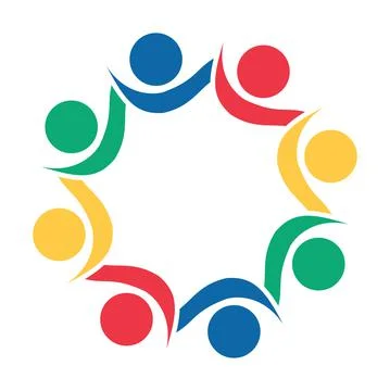 Vector graphic group connection logo.Eight people in the circle.logo team wor Stock Illustration