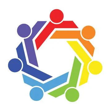 Vector graphic group connection logo.Eight people in the circle.logo team wor Stock Illustration
