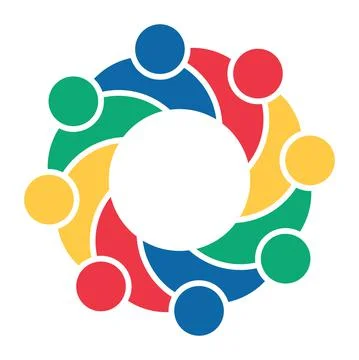 Vector graphic group connection logo.Eight people in the circle.logo team wor Stock Illustration