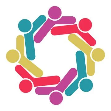 Vector graphic group connection logo.Eight people in the circle.logo team wor Stock Illustration