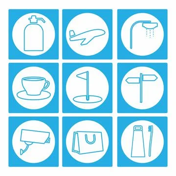 Vector Graphic of - Hotel and Restaurant Set Icon Part 1 - White Moon Style Stock Illustration