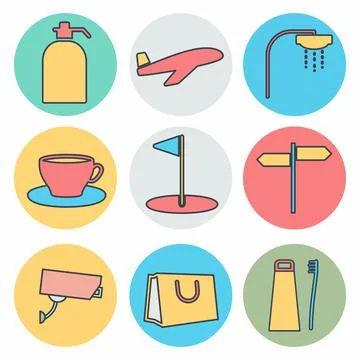 Vector Graphic of - Hotel and Restaurant Set Icon Part 1 - Color Mate Style Stock Illustration