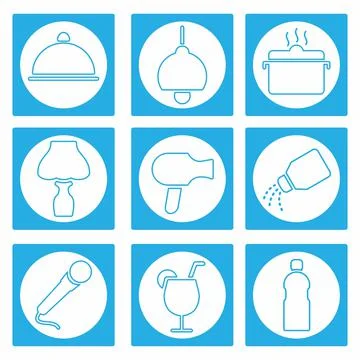Vector Graphic of - Hotel and Restaurant Set Icon Part 2 - White Moon Style Stock Illustration