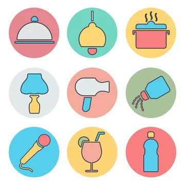 Vector Graphic of - Hotel and Restaurant Set Icon Part 2 - Color Mate Style Stock Illustration