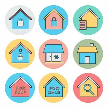 Vector Graphic of Hotel and Restaurant Set Icon Part 7 - Color Mate Style Stock Illustration