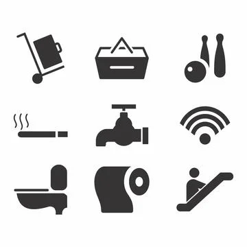 Vector Graphic of Hotel and Restaurant Set Icon Part 3 - Black Style Stock Illustration