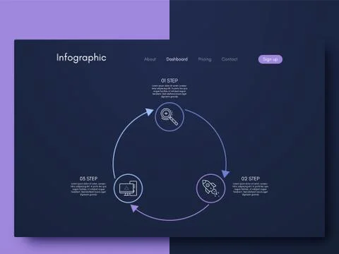Vector graphic infographics. Template for creating mobile applications, workf Stock Illustration