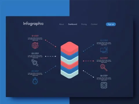 Vector graphic infographics. Template for creating mobile applications, workf Stock Illustration