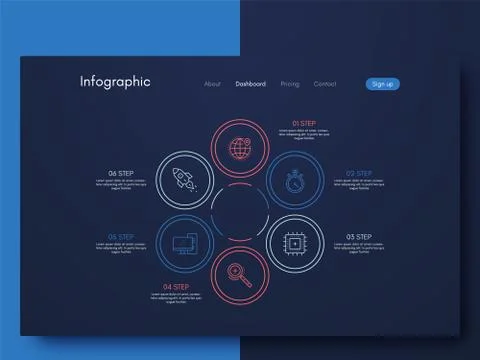 Vector graphic infographics. Template for creating mobile applications, workf Stock Illustration