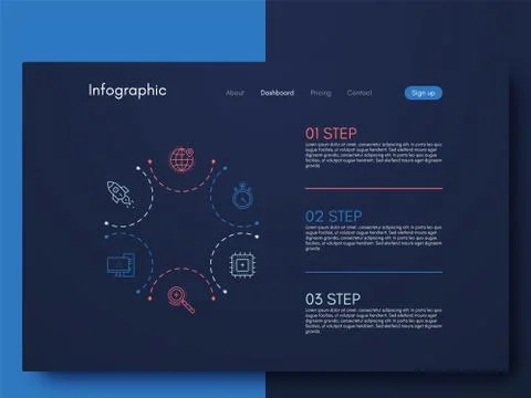 Vector graphic infographics. Template for creating mobile applications, workf Stock Illustration