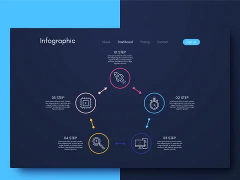 Vector graphic infographics. Template for creating mobile applications, workf Stock Illustration