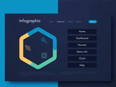 Vector graphic infographics. Template for creating mobile applications, workf Illustrazione stock
