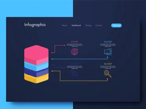 Vector graphic infographics. Template for creating mobile applications, workf Stock Illustration