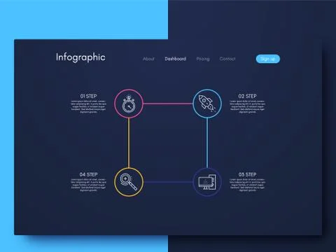 Vector graphic infographics. Template for creating mobile applications, workf Stock Illustration