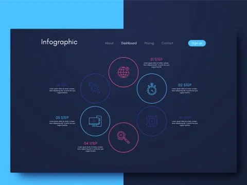 Vector graphic infographics. Template for creating mobile applications, workf Stock Illustration