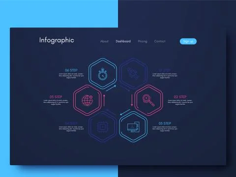 Vector graphic infographics. Template for creating mobile applications, workf Stock Illustration