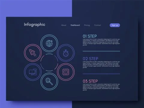 Vector graphic infographics. Template for creating mobile applications, workf Stock Illustration