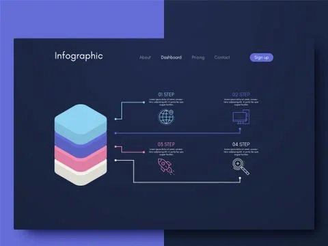 Vector graphic infographics. Template for creating mobile applications, workf Stock Illustration