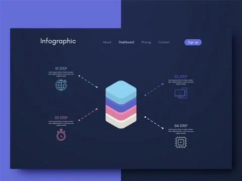 Vector graphic infographics. Template for creating mobile applications, workf Stock Illustration