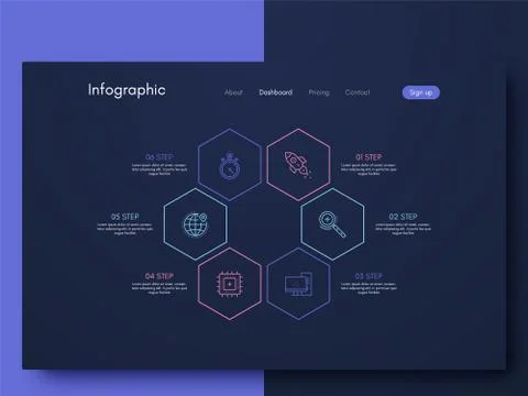 Vector graphic infographics. Template for creating mobile applications, workf Stock Illustration