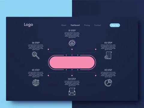 Vector graphic infographics. Template for creating mobile applications, workf 스톡 일러스트
