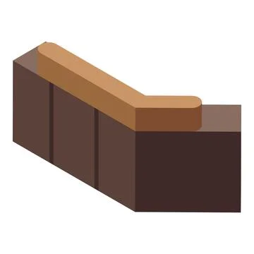 Vector graphic of an isometric chocolate bar with a single bite, ideal for Stock Illustration