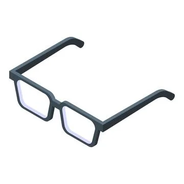 Vector graphic of isometric eyeglasses with black frames on a white background Stock Illustration