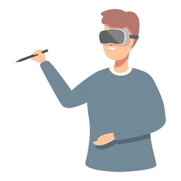 Vector graphic of a man using virtual reality glasses and holding a controller Illustrazione stock