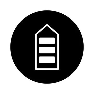 Vector graphic of a modern building icon on a black circle background simpl.. Ilustración de archivo