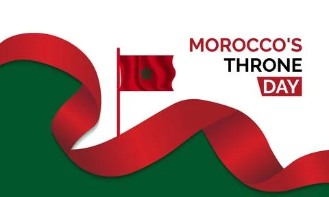 Vector graphic of Morocco Throne Day celebration featuring patriotic ribbons. Stockillustratie