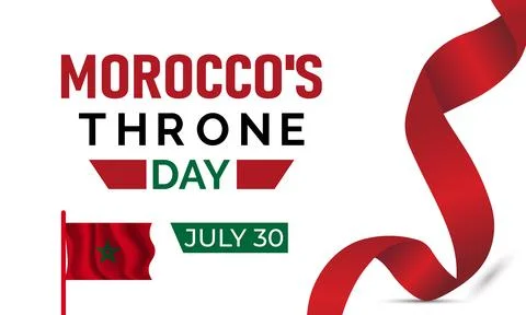 Vector graphic of Morocco Throne Day celebration featuring patriotic ribbons. Stock Illustration