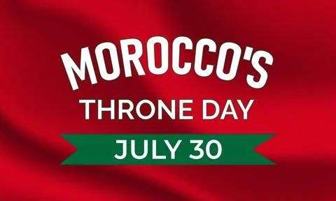 Vector graphic of Morocco Throne Day celebration featuring patriotic ribbons. Stock Illustration