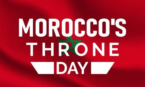 Vector graphic of Morocco Throne Day celebration featuring patriotic ribbons. Stock Illustration