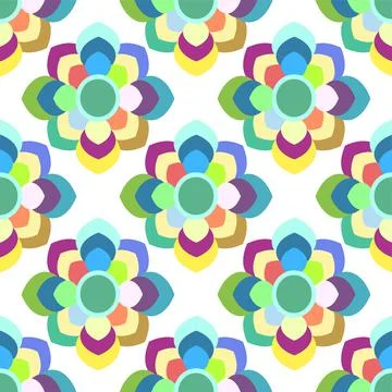 Vector Graphic Multicolor Floral Repeat Pattern In Bright Shades Stock Illustration