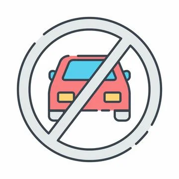 Vector Graphic of No Parking - Line Cut Style - simple illustration. Editable Illustration
