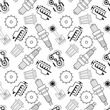 Vector graphic pattern of automobile spare parts. Stock Illustration